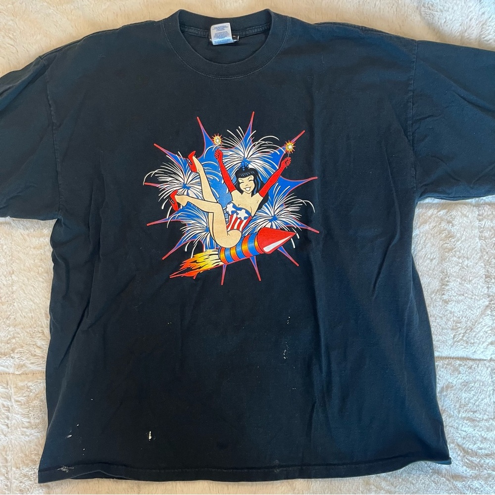 Black Graphic T-Shirt with Colorful Design